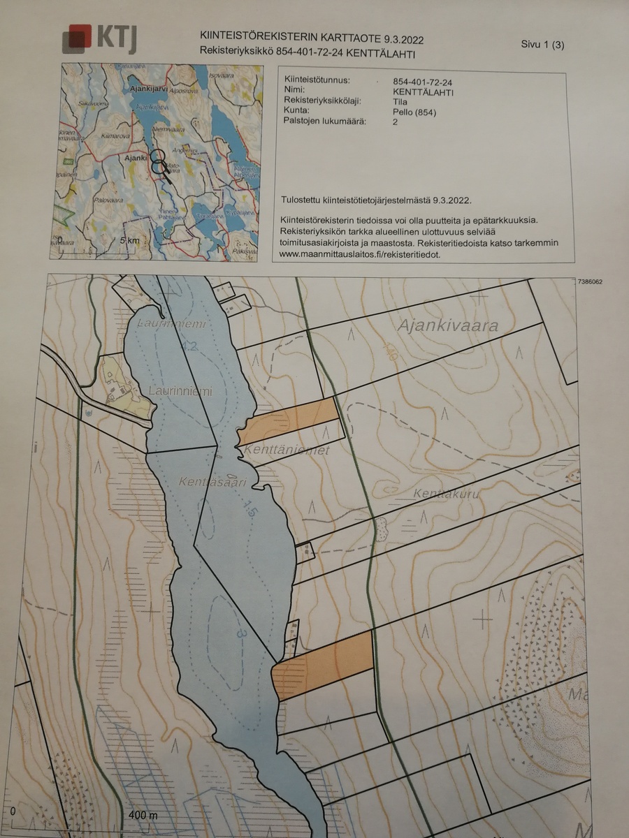 Tila - vapaa-ajan rantatontti / Lake shore plot Pello Ajangintie 159 - LKV  Rantamökki Oy